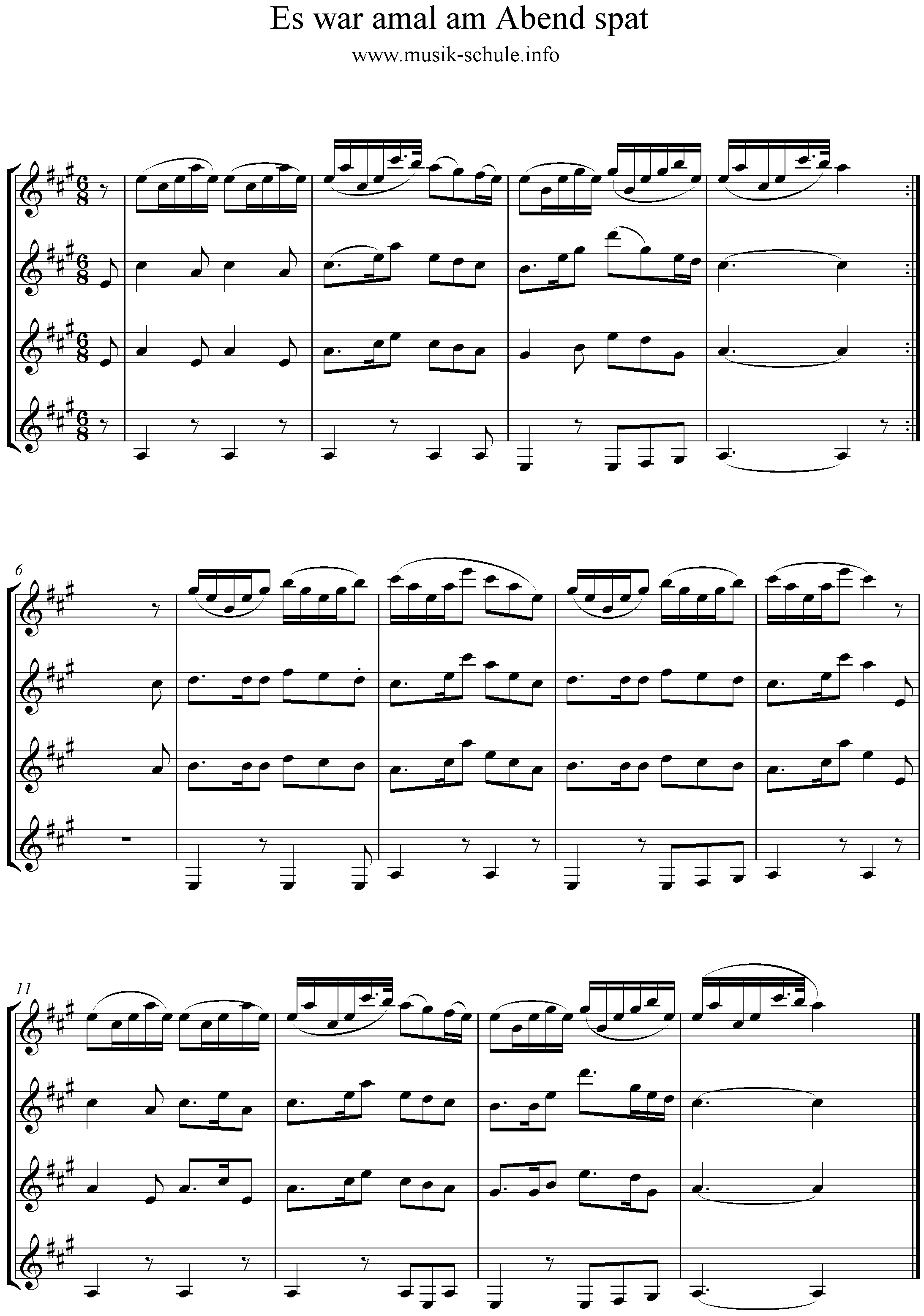 es war amol am Abend spat